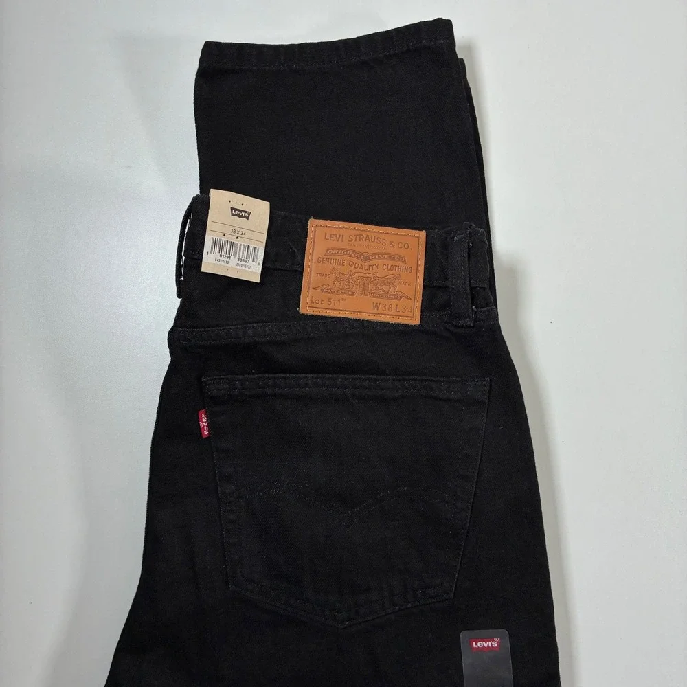 NEW Levis 511 Slim Fit Jeans 38x34 Black Stretch Denim USA Cowboy